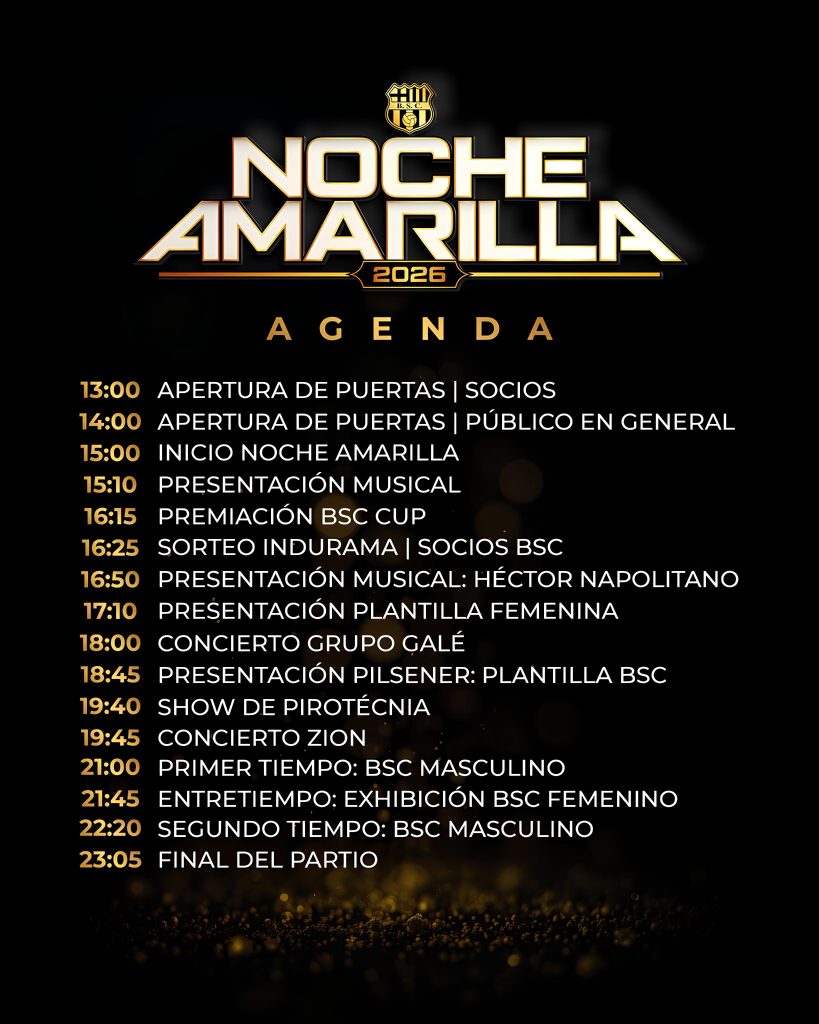 Agenda oficial de la Noche Amarilla 2026