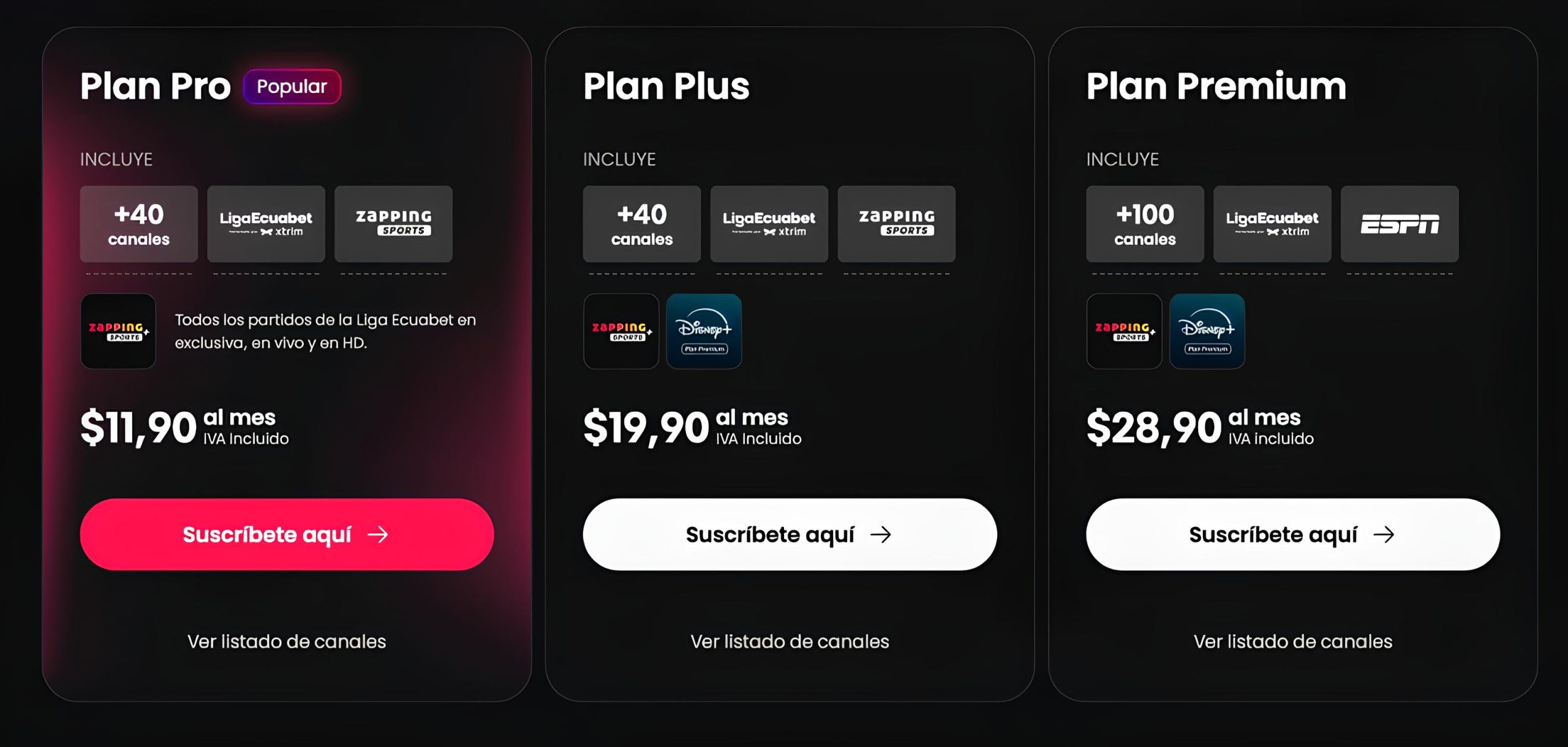 Precios Zapping LigaPro 2026: Planes Pro, Plus y Premium